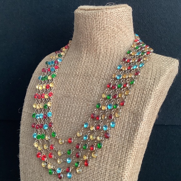 Vintage Talbot’s multi color rhinestone necklace. - Picture 4 of 8